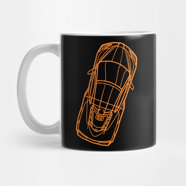 Amplify Orange C8 Corvette racecar Silhouette Outline Amplify Orange Supercar Sports car Racing car by Tees 4 Thee